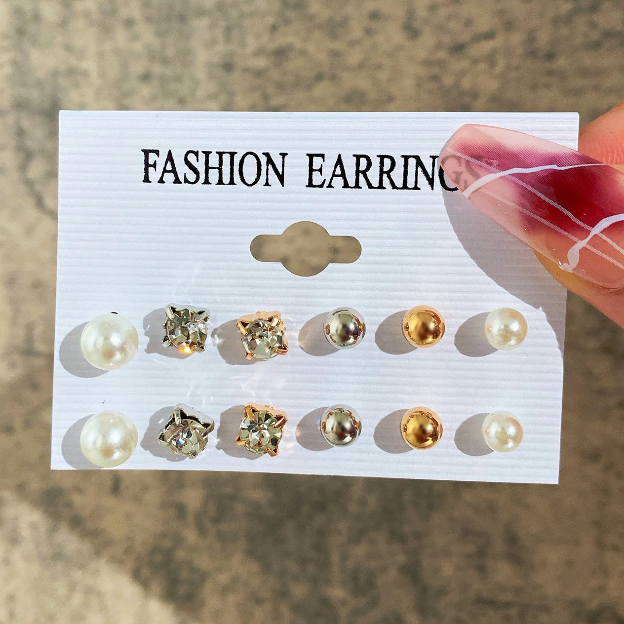 Boho Gold Color Pearl Earrings Set for Women Fashion Vintage Chunky Heart Zircon Geometric Studs Earrings Simple Jewelry Gifts