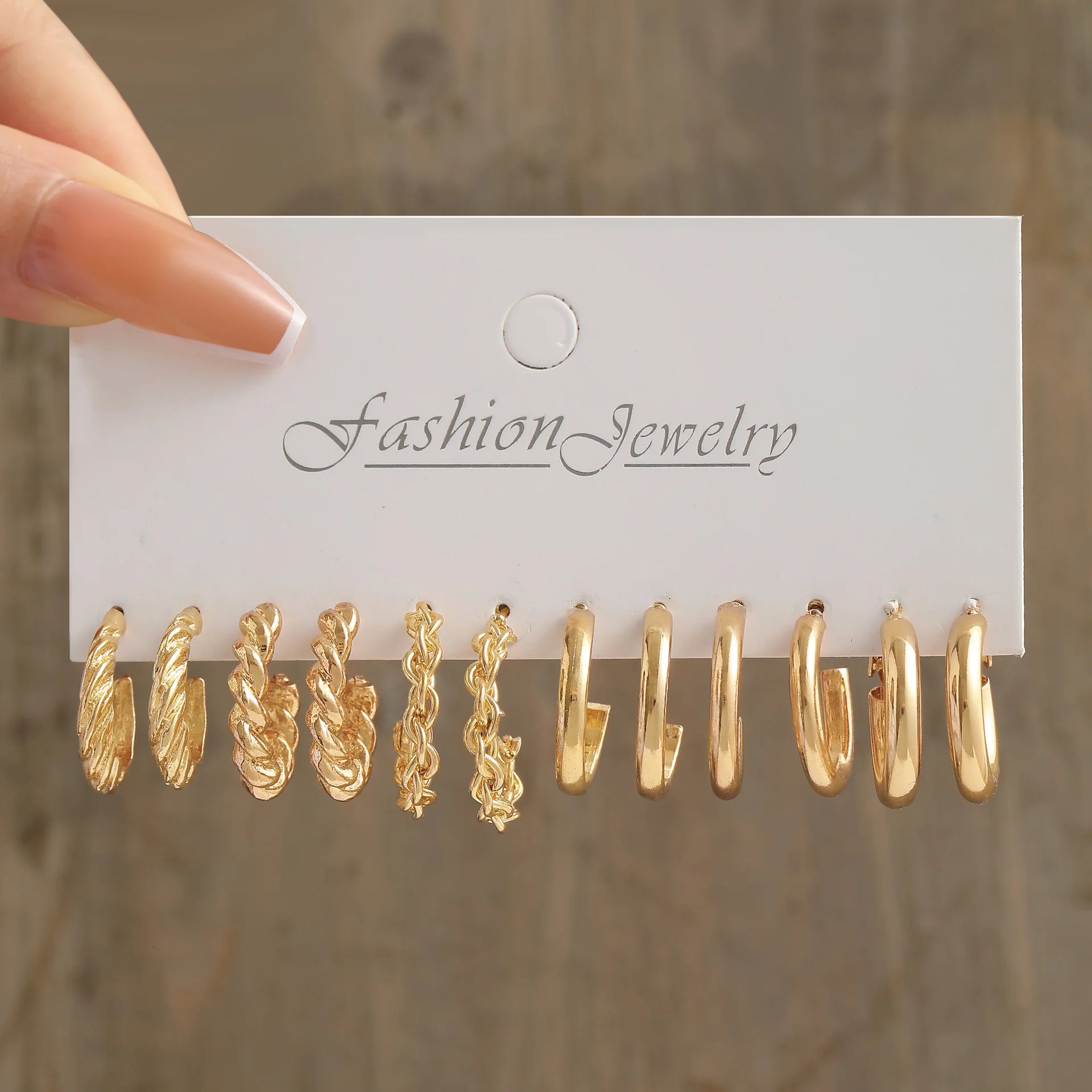 6/24 Pairs Gold Color Vintage Hoop Earrings Set for Women Girl Imitation Pearl Geometric Metal Twist Earring Fashion Jewelry